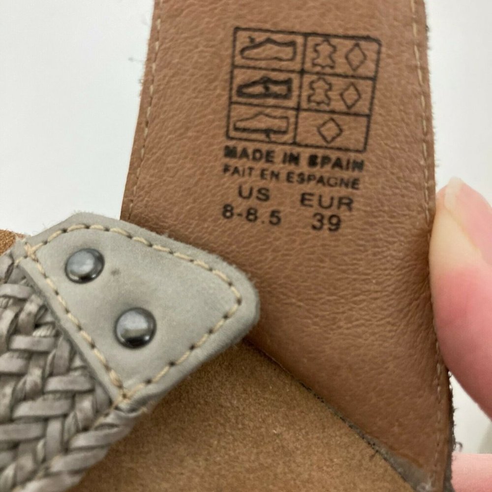 Taos Bonnie Sandals Women's 39 US 8-8.5 Gray Leather Hook Loop Closure Braided - Picture 5 of 7